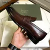 Berluti Sapatos sociais masculinos Sapatos de couro Novos Bruti Mens Business Casual elegante e bonito Oxford One Step Preguiçoso Rj