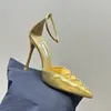 Crystal High Heels Pompe da 10,5 cm Donne Designer Scarpe per la cena di lusso Slingback Scarpe Dress Sandal Sandalo Slow -Out Women Ball Party Rhinestone Wedding Scarpe