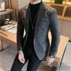 Herenkostuums 2024 Britse stijl blazer heren lente hoge kwaliteit pakken/mannelijke kantoorjurk smokings/man slim fit casual faux suède jas