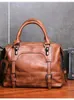 Retro Oil Wax Leather Boston Style Pendant Europe och USA Oneshoulder Hand Women's CrossSpan Bag 240104