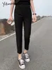 Yitimoky Pant Office Ladies Grey Suit Straight Cargo AnkleLength Pants Summer Korean Vintage High Waist Clothing 240104