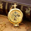 Luxury Stainless Steel Men Vintage Pocket Watch Skeleton dial Silver Hand Wind Mechanical Male Fob Chain Pendant Clock Watches 240122