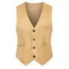 Designer Fashion Mens Suit Waistcoat Slim Fit Mens Formal Suit Vest Solid Color Single-Breast Business Office Male Clothing M-5XL