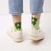 Skarpetki dla kobiet w stylu Korean Trend kwiatowy swobodny bawełniany środkowy cylinder dziewczęta słodkie słodkie oddychające kawaii crew Socks1pair