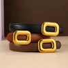 Ceintures rétro artisanat cuir boucle carrée peau de vache mince ceinture en cuir coréen Ins Simple mode ceinture avec pantalon robe ceinture décorative