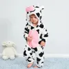 Bébé Kigurumi Singe Licorne Vache Lion Animal Cosplay Costume Hiver Peluche Combinaison 1 à 4 Ans Enfants Filles Onesies Outfit Garçons 240103