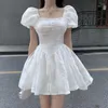 Party Kleider Lässig Elegantes einteiliges Kleid Frauen Puff Ärmel Koreanische Damen Mini High Street Vintage Süße Kleidung Sommer 2024