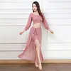 Scene Wear Bellydance Top kjol Set Sexiga kvinnor Practice Clothes Dance Fashion Suit Carnaval Vestiti Professionali Orientale Costume