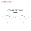 サングラスDohohdo 2024 Vintage Metal Anti Blue Ray Glasses Men Pochromic for Women Square Frame Eyewear Glare UV400