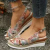 Sandals Summer Mix Color Wedge For Women 2024 Peep Toe Platform Gladiator Sandalias Mujer Bow Light Non-Slip Sandles Woman