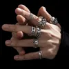 Bröllopsringar 6 stycken punkpoker clown silverring set för män gotiska skelett biljard set par uttryckliga fashionabla smycken anillos hombre 240103