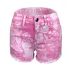 Shorts pour femme rose Tie-dye printemps et été mode Sexy Stretch décontracté personnalité déchiré à franges dames Denim vêtements