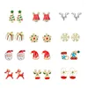 Brincos de parafuso prisioneiro moda bonito dos desenhos animados de natal papai noel elk sinos floco de neve orelha studs mulheres meninas jóias presentes de natal