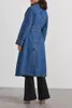 Dames Jean Jas Trenchcoat Zwart XLong SingleBreasted Herfstmode Bovenkleding 2023 Klassieke Gordel Revers Slanke Denim Overjas 240103