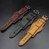 Onthelevel Leather Cuff Watch Band 22mm 24mm rem med MAT -handledsskydd Yellow Red Watchband 240104