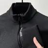 High Quality Men's Warm Neck Letter Print Wool Sweater Solid Color Half Zipper Thicken Knitwear Luxury 2024Men Clothing 240104