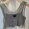 Designerkleding Mode Temperament Driehoek Badge Diamant Vest Jarretel Top Camis dames sexy mouwen Zomervest