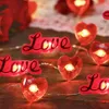 Party Favor 2m 20LED Red Heart String Light Garland List miłosny Fairy Wedding Home Dekoracje rocznicy Walentynki Prezent