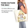 ショッピングバッグ面白い印刷サラケイトートリサイクルキャンバスショッパーショルダー漫画ハンドバッグ