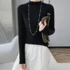 Sonbahar ve Kış 100 Merino Sweater Kadın Semiturtleneck Örme Uzun Süreli Highend Fashion Slim Warm 240104