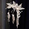 Handmade Flowers Tassel Hairclip Earrings Set Wedding Party Cosplay Decorations Hair Accessories