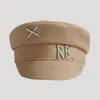 Designer Berets For Women 100% Wool Hats Size S M L XL Cap Letter Rhinestone R and B Flat Top Octagonal Pumpkin Hat Casual Caps Newspaper