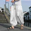 Мужские брюки плюс размер шаровары мужские мешковатые японские бегуны мужские хип-хоп широкие брюки ледяной шелк жаккардовые ретро свободные брюки в китайском стилеL231113