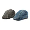 New Spring Summer Newsboy Caps British Washed Denim Cotton Flat Hats for Women Men Sunshade Painter Beret Hats