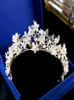 Baroque Vintage Gold Butterfly Crown Flowers Prom Prom Tiara Band Band Perle Coiffes Bride Accessoires Hairband Y6291281