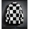 Suéteres masculinos roupas de marca homens soltos de malha de alta qualidade em torno do pescoço xadrez pulôver/homem moda harajuku caxemira quente