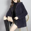 Vestes Femmes 2024 Imitation Vison Polaire À Capuchon Tricoté Cardigan À Fermeture Éclair Femmes Automne Hiver Mode Pull Manteau