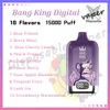 Bang King Digital 15000 Pantalla inteligente Puff Vape desechable Pluma 25 ml Pod precargado Bobina de malla 650 mAh Batería recargable 0% 2% 3% 5% Evaporador 15k E Cigarrillo 10 sabores