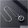 Pendant Necklaces Lkj9738 Dogcat Paw Print Memorial Urn Jewelry Round Stainless Steel Pet Cremation Keepsake Pendant Necklace For Ashe Dheuq