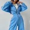 Fleece Sport Jumpsuit Women PlaySuit Sportswear Female Long Sleeve Zipper Hoodies Jumpsuits Warm Outfit Overalls 240103