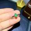 Cluster-Ringe 925 reines Silber chinesischer Stil natürlicher Smaragd Damen exquisiter einfacher verstellbarer Edelsteinring Feiner Schmuck Support Detectio