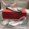 Sandali estivi albicocca satinato cristallo fibbia quadrata cavo piatto dolce copriscarpe da donna con tacco scarpe eleganti da sposa