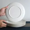 Plates White Ceramic Wedding Plate With Golden Rim Bone China Dinnerware Sets Gold Trim Charger