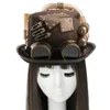 Boll Caps Steampunk Men Hat With Goggles Vintage Jazz Gay Top Gothic Halloween Masquerade Costume Party