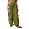 Kvinnor Pants Women s Flowy Palazzo Harem med veck och Ruching Loose Wide Loung Lounge Trousers Casual Boho Bloomers Comfy Yoga