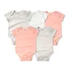 Rompers Born Baby Boy Bodysuit Summer Infant Clothing Short Sleeve Solid Color Girl Outing Twins Clothes Jumpsuit