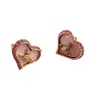 Charm 2024 Charm Studs Earrings Aretes Orecchini West Queen Vivi Pink Drop Nectarine Heart Stud 925 Sier Needle Retro Jewellery Bijou Dhrmg