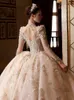 2024 فستان زفاف أنيقة الوهم الدانتيل الدانتيل اللؤلؤ الخرزات رداء mariage Vestidos de Novia sparcly long sleeves دبي العربي بالإضافة إلى ثوب الزفاف الحجم