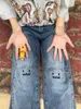 Damen-Jeans mit weinendem Gesicht für Frauen im Herbst 2024, locker sitzende BF-amerikanische Modemarke, vielseitiges Paar mit geradem Bein