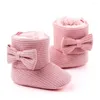 Primeiros caminhantes inverno sola de borracha bowknot 0-18 meses infantil ao ar livre snowfield andando botas de bebê botas macias quentes antiderrapantes sapatos de berço