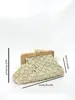 Stilvolle khakifarbene Holzclip-Clutch mit Ketten-Umhängetasche für Partys, Hochzeiten, Clubs und Abendessen 240116