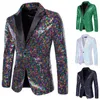 Mäns kostymer män blazer bankett bröllop fest bar nattklubb kostym rockar ljus paljett en knapp mode paisley blazers