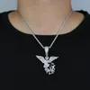 Hip Hop Batalha Anjo Pingente Colar Completo 5A Zircon 18k Real Banhado A Ouro Legal Homens Jóias