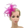 Britse Retro Vrouwen Feather Tovenaar Hoofdband Grote Bloemen Haar Clip Cocktail Bruiloft Bruids Hoed Decor Dames Hoofddeksels 240103