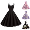 Sukienki swobodne kobiety elegancka sukienka huśtawka kwiecista nadruk vintage 50s 60s retro rockabilly formalny bal maturalny vestido de festa