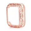 Snidad koppar lyxig diamantstötfångare för Apple Watch Case 41mm 45mm 40mm 44mm 38/42mm Diamond Bling Iwatch Series 8 7 6 5 4 SE 3